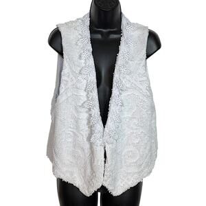 Handmade Vtg Chenille Bedspread Blanket Vest Reworked Upcycled Lace Trim Boho M